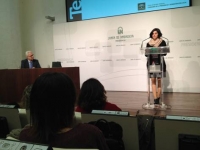 Esther Cuadrado, del Departamento de Psicologa de la Universidad de Crdoba, durante el acto de entrega del XI Premio a la Mejor Tesis Doctoral 2015 de la Fundacin Pblica Centro de Estudios Andaluces