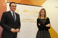 El rector de la UCO y la directora de la ETSIAM en la presentación del programa de actividades del 50 aniversario del centro.