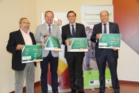 De izquierda a derecha, Francisco Villamandos, Francisco de Paula Algar, José Carlos Gómez Villamandos y Antonio Cubero Atienza en la rueda de prensa para presentar la nueva edición de Ecocampus