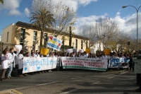 Un aspecto de la concentración de esta mañana frente al Rectorado