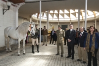 Juan Manuel Lpez, Jos Carlos Gmez Villamandos y Rosario Moyano junto a uno de los sementales que participan en la parada