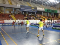 Un momento del encuentro de dobles femenino entre España y China